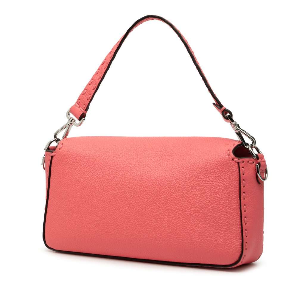 Fendi Leather Selleria Baguette Satchel Pink Leather Very good - Back View