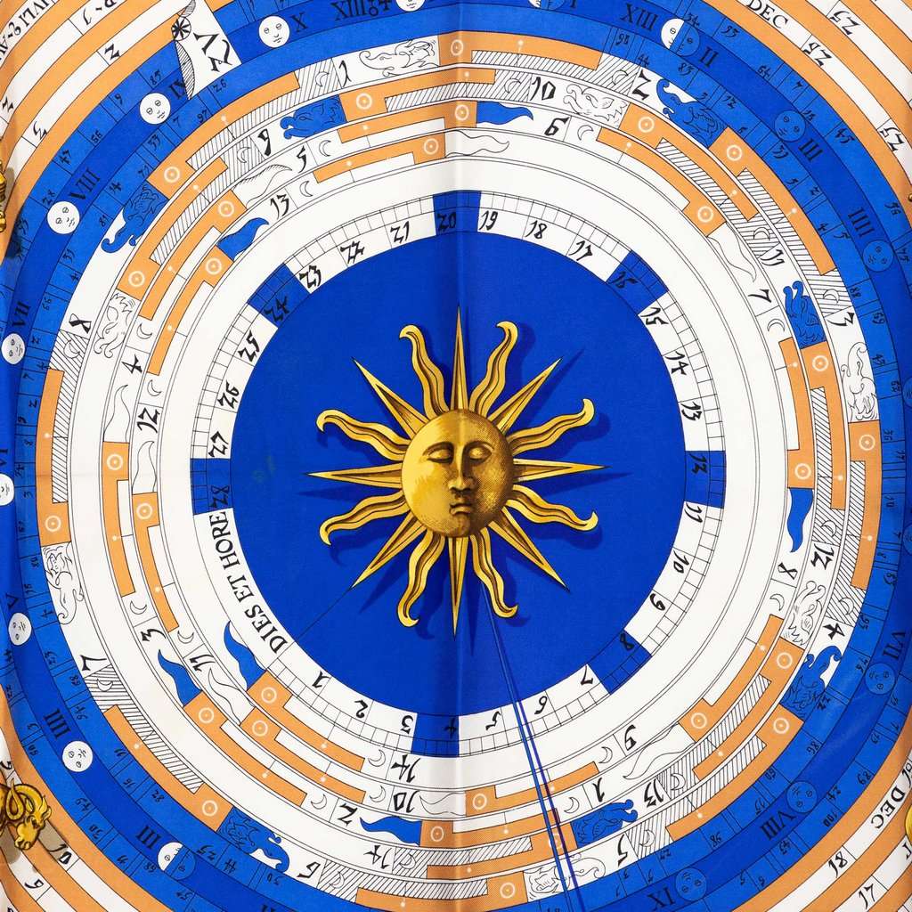 Hermès Astrologie Forever Silk Scarf 90 Blue Very good - Model View