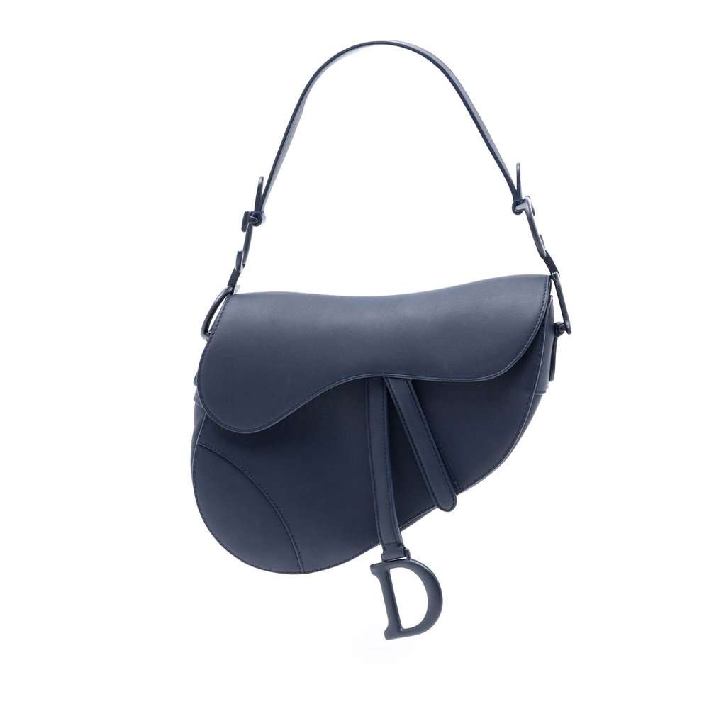 Dior Ultra Matte Calfskin Saddle Bag Blue Leather Very good - Front View