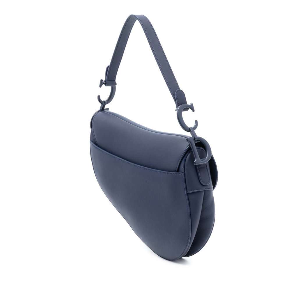Dior Ultra Matte Calfskin Saddle Bag Blue Leather Very good - Back View