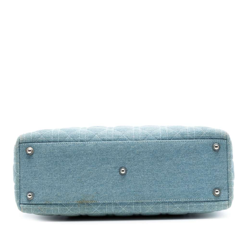 Dior Large Denim Cannage Acrylic Handles Lady Dior Blue Very good - Inside View