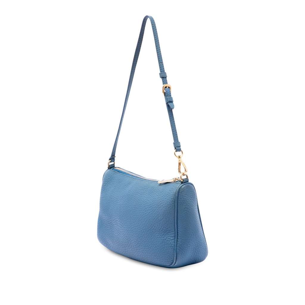 Prada Vitello Daino Pochette Blue Leather Very good - Back View