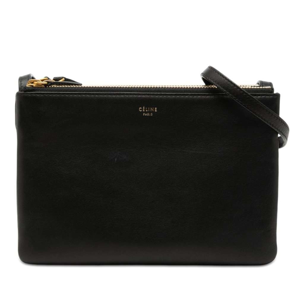 Celine Small Lambskin Trio Crossbody Black Leather Very good condition - Front View