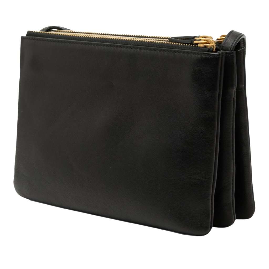 Celine Small Lambskin Trio Crossbody Black Leather Very good condition - Back View