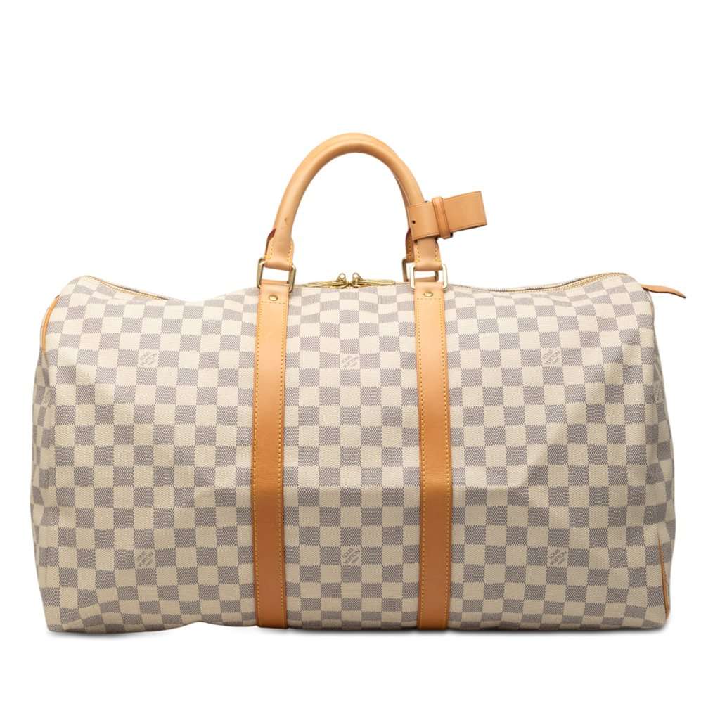 Louis Vuitton Damier Azur Keepall 50 White Very good - Front View