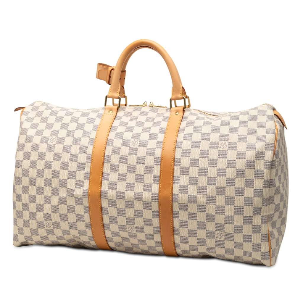 Louis Vuitton Damier Azur Keepall 50 White Very good - Back View