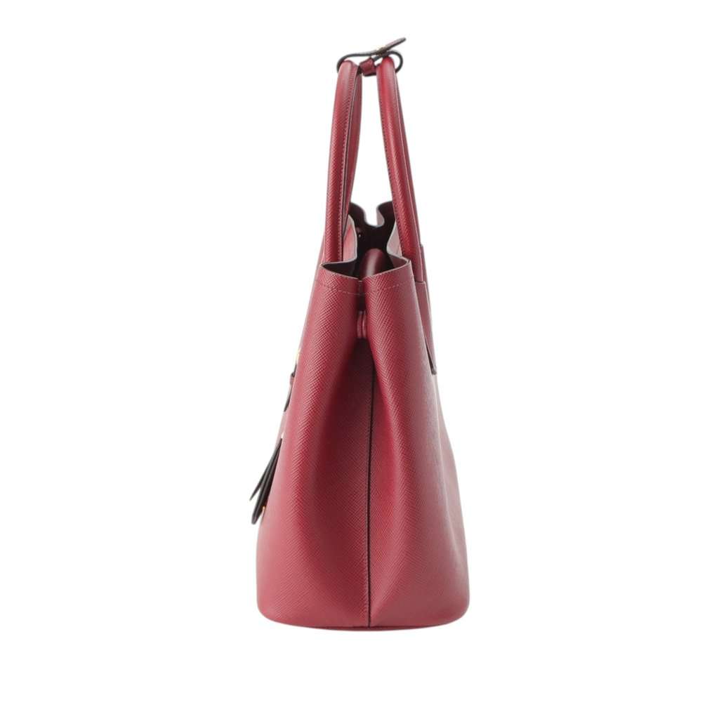 Prada Medium Saffiano Cuir Double Satchel Red Leather Very good - Inside View