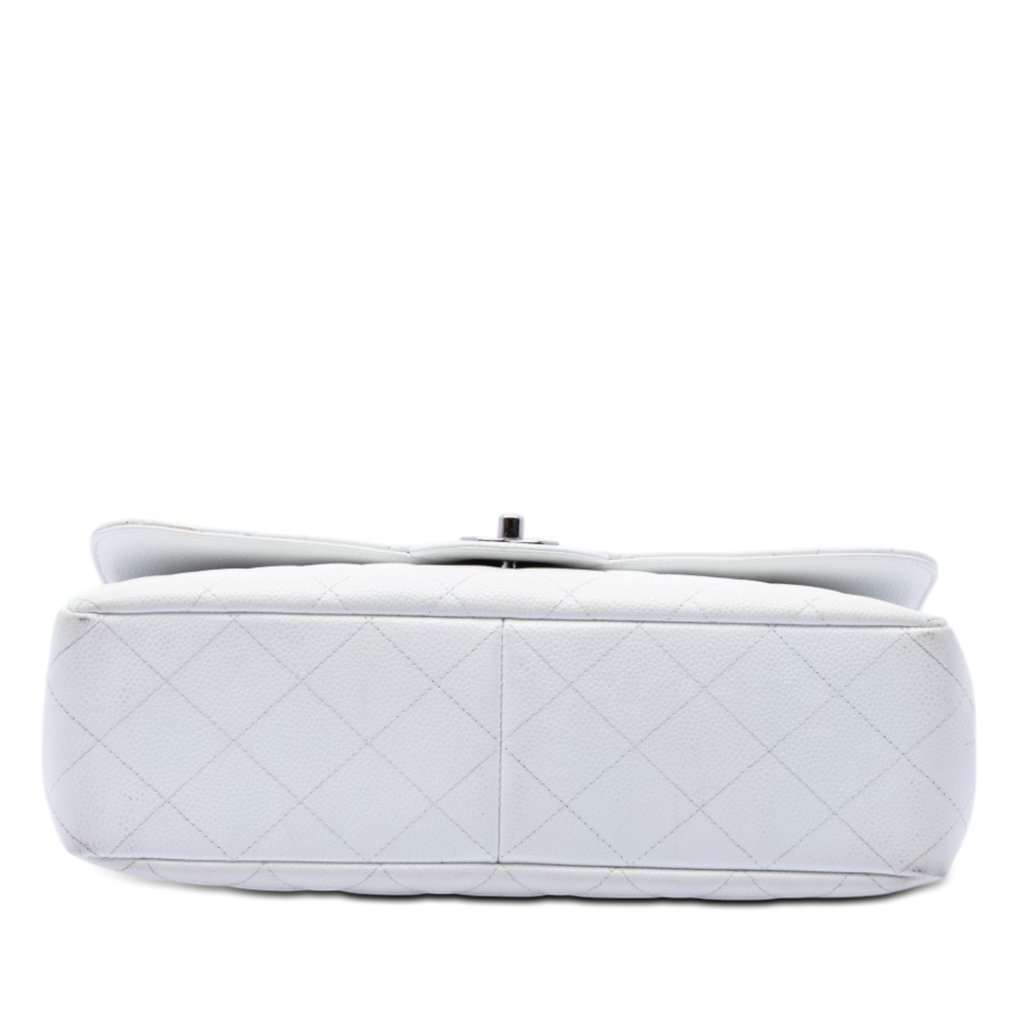 Chanel Jumbo Classic Caviar Single Flap White Leather Very good condition - Inside View