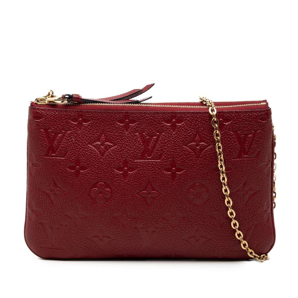 Louis Vuitton Monogram Empreinte Double Zip Pochette Red Leather Very good - Front View