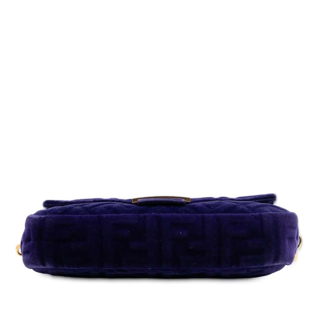 Fendi Zucca Embossed Velvet Baguette Satchel Purple Very good - Inside View
