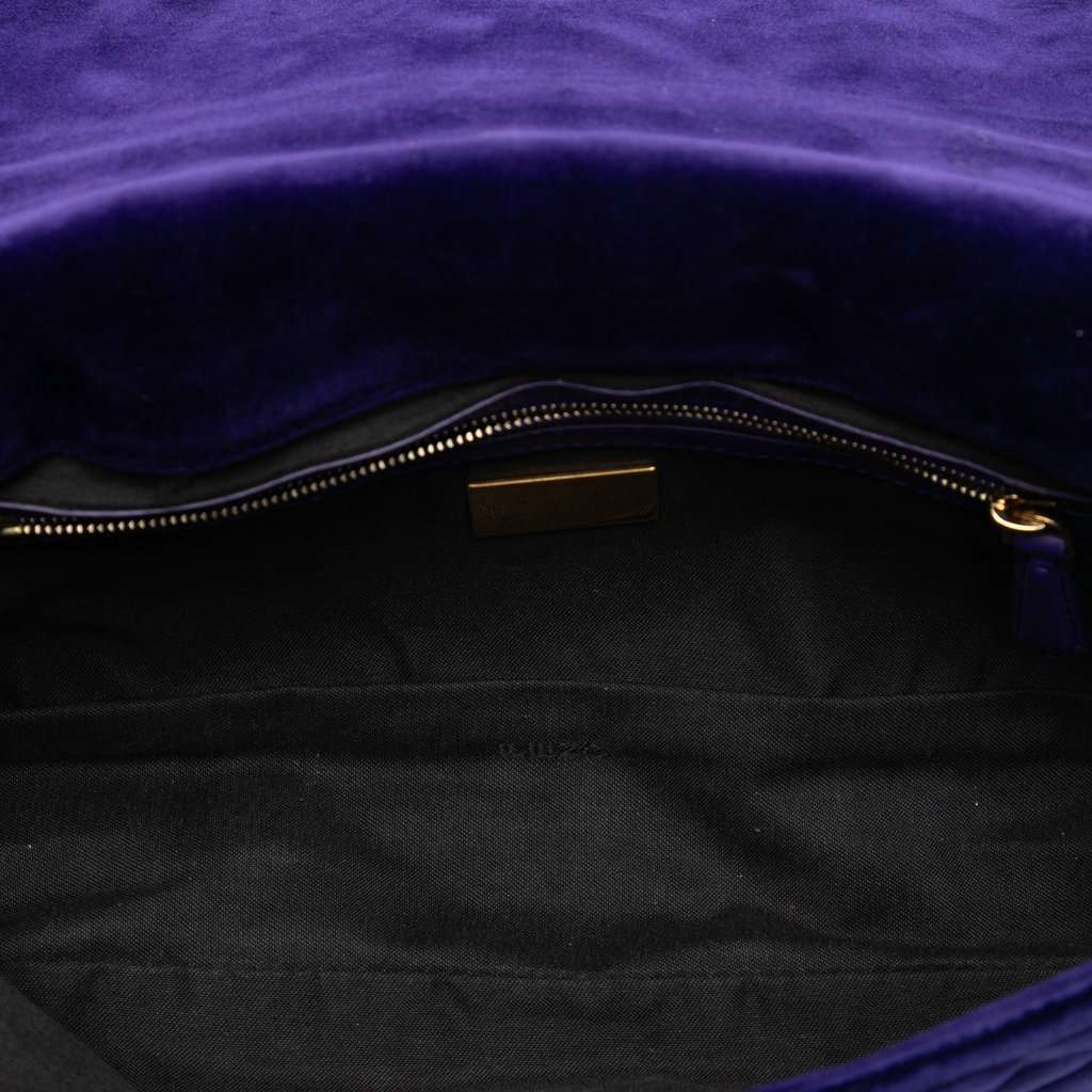 Fendi Zucca Embossed Velvet Baguette Satchel Purple Very good - Model View