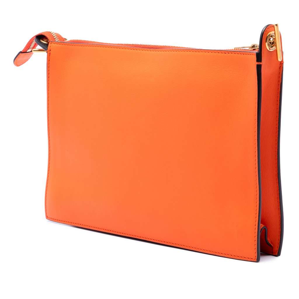Celine Tricolor Leather Pocket Envelope Zip Crossbody Orange Leather Very good condition - Back View