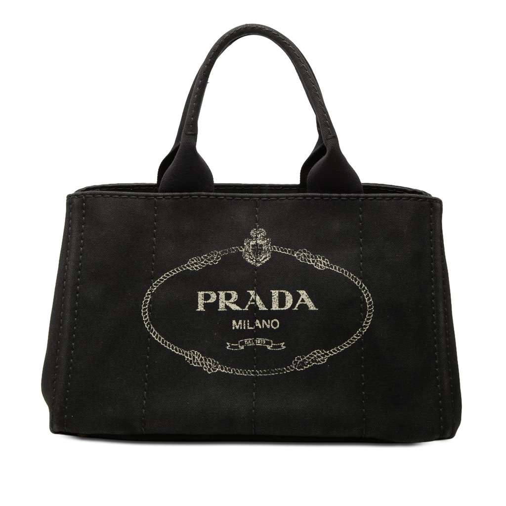 Prada Canvas Canapa Logo Satchel Black Very good condition - Front View
