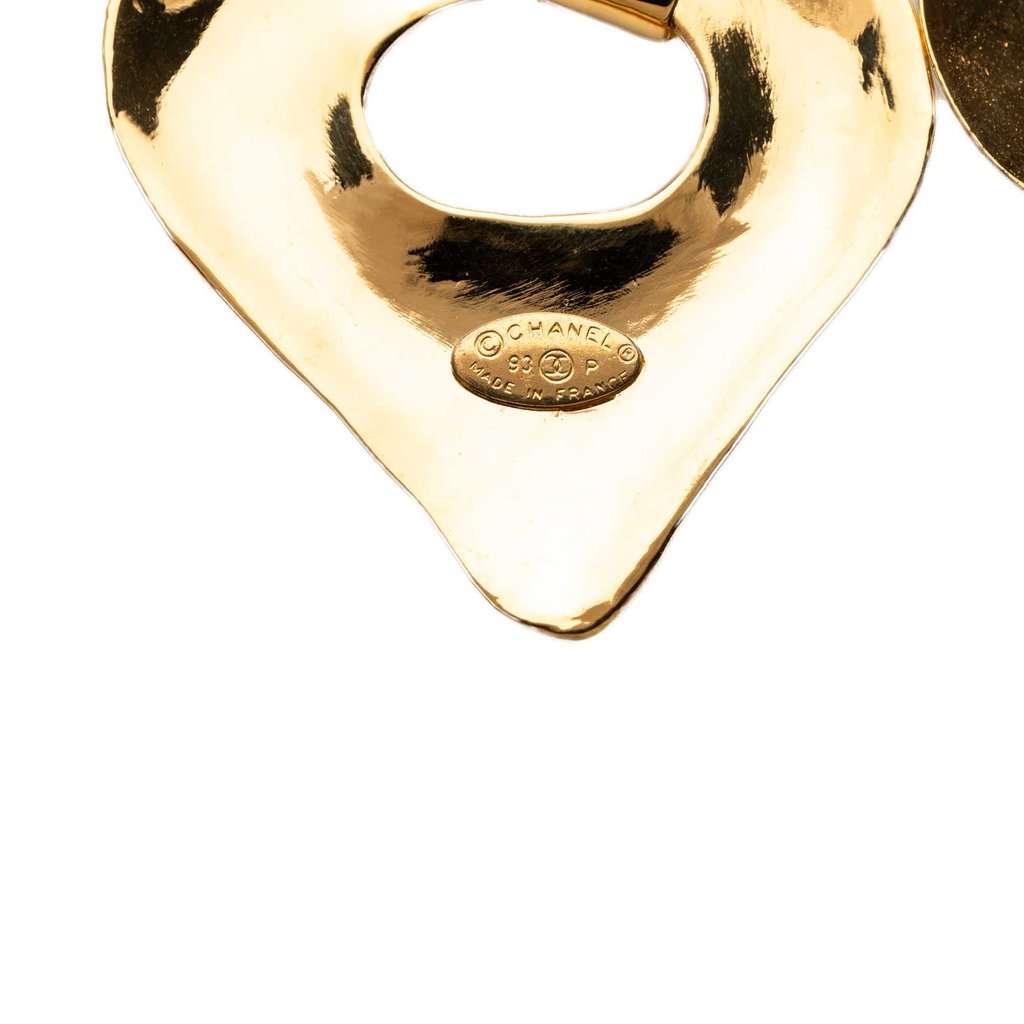 Chanel CC Gold Plated Double Heart Pendant Necklace Gold Metal Very good condition - Inside View