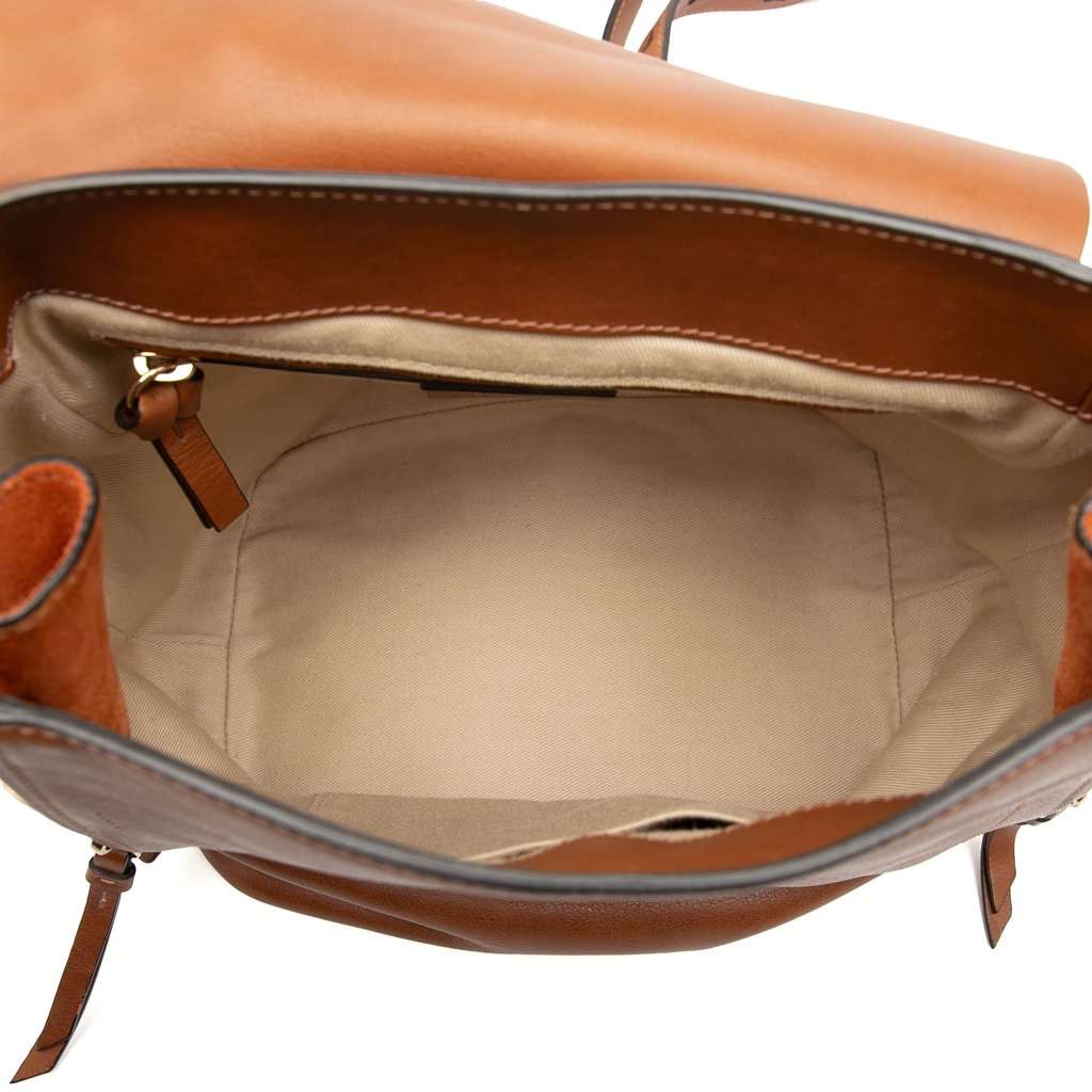 Chloé Medium Calfskin and Suede Faye Backpack Brown Leather Very good condition - Model View