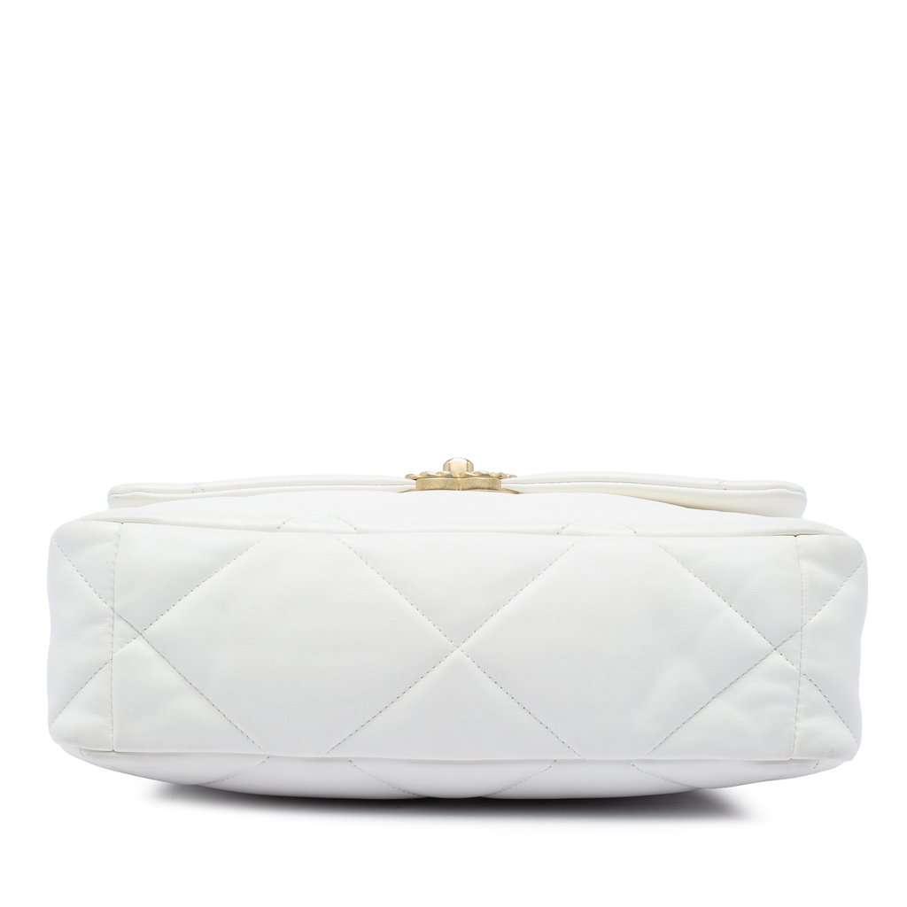 Chanel Large Lambskin 19 Flap White Leather Very good condition - Inside View