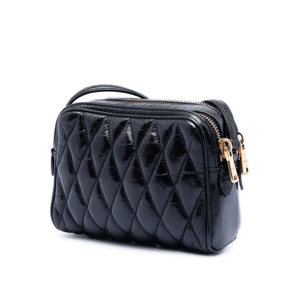 Miu Miu Matelasse Nappa Camera Crossbody Black Leather Very good - Back View