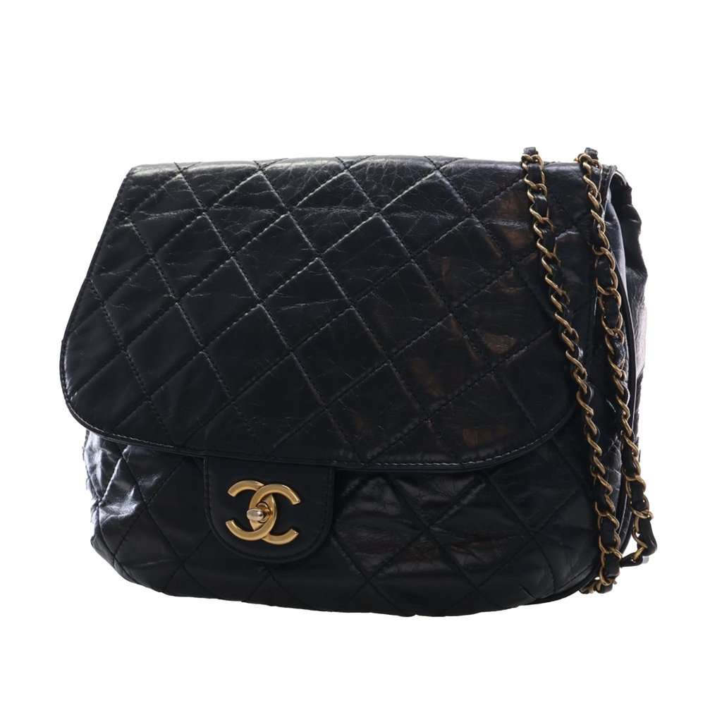 Chanel Medium Quilted Glazed Calfskin Bubble CC Flap Black Leather Very good condition - Inside View