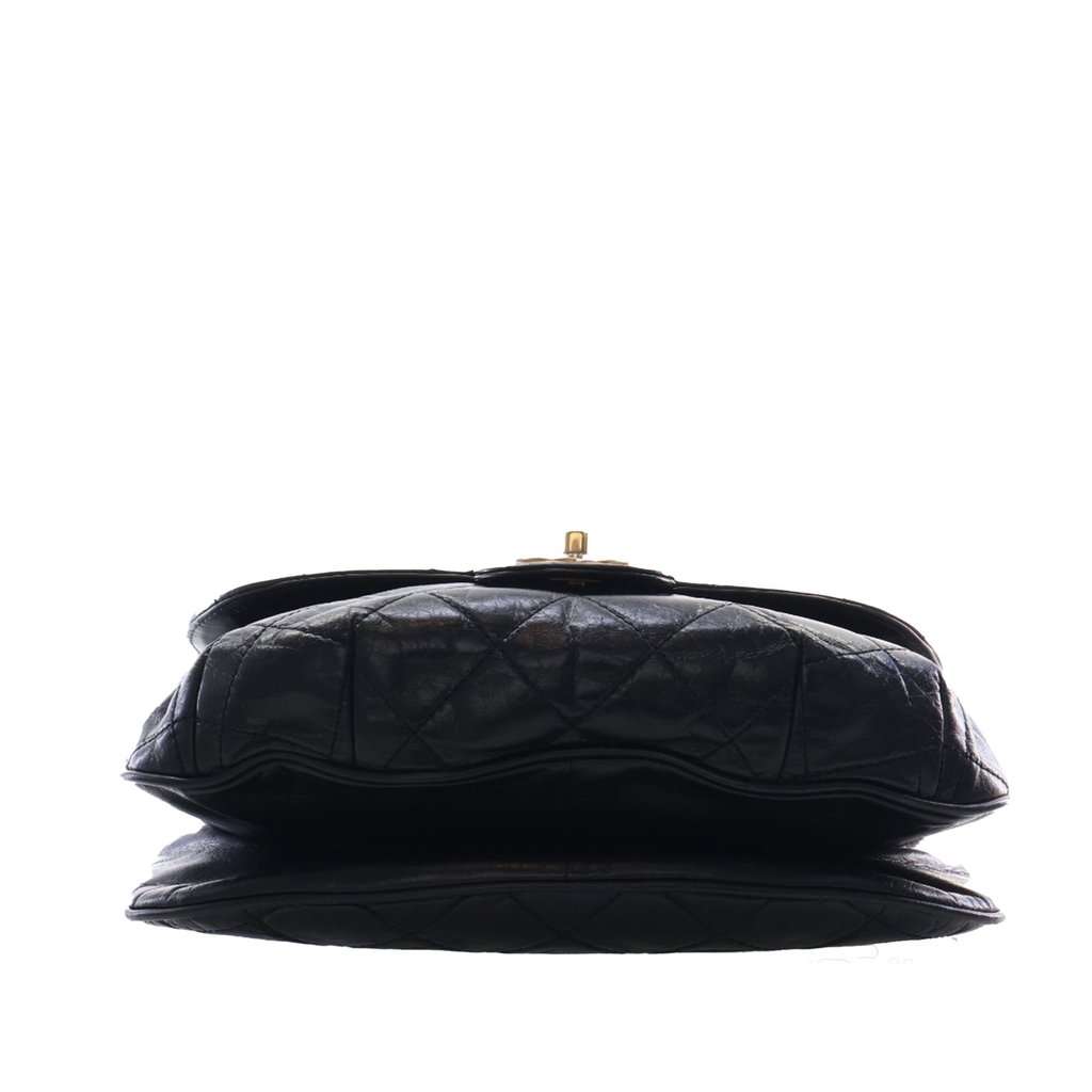 Chanel Medium Quilted Glazed Calfskin Bubble CC Flap Black Leather Very good condition - Box View
