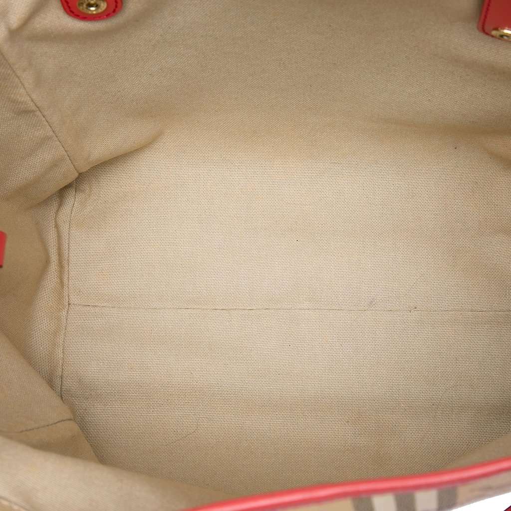 Burberry Small Haymarket Check Coated Canvas Canterbury Tote Beige Very good - Model View