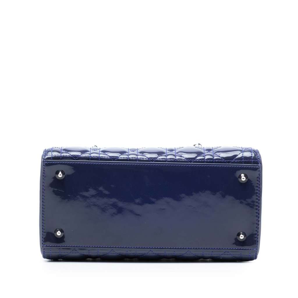 Dior Medium Patent Cannage Lady Dior Blue Leather Very good condition - Inside View