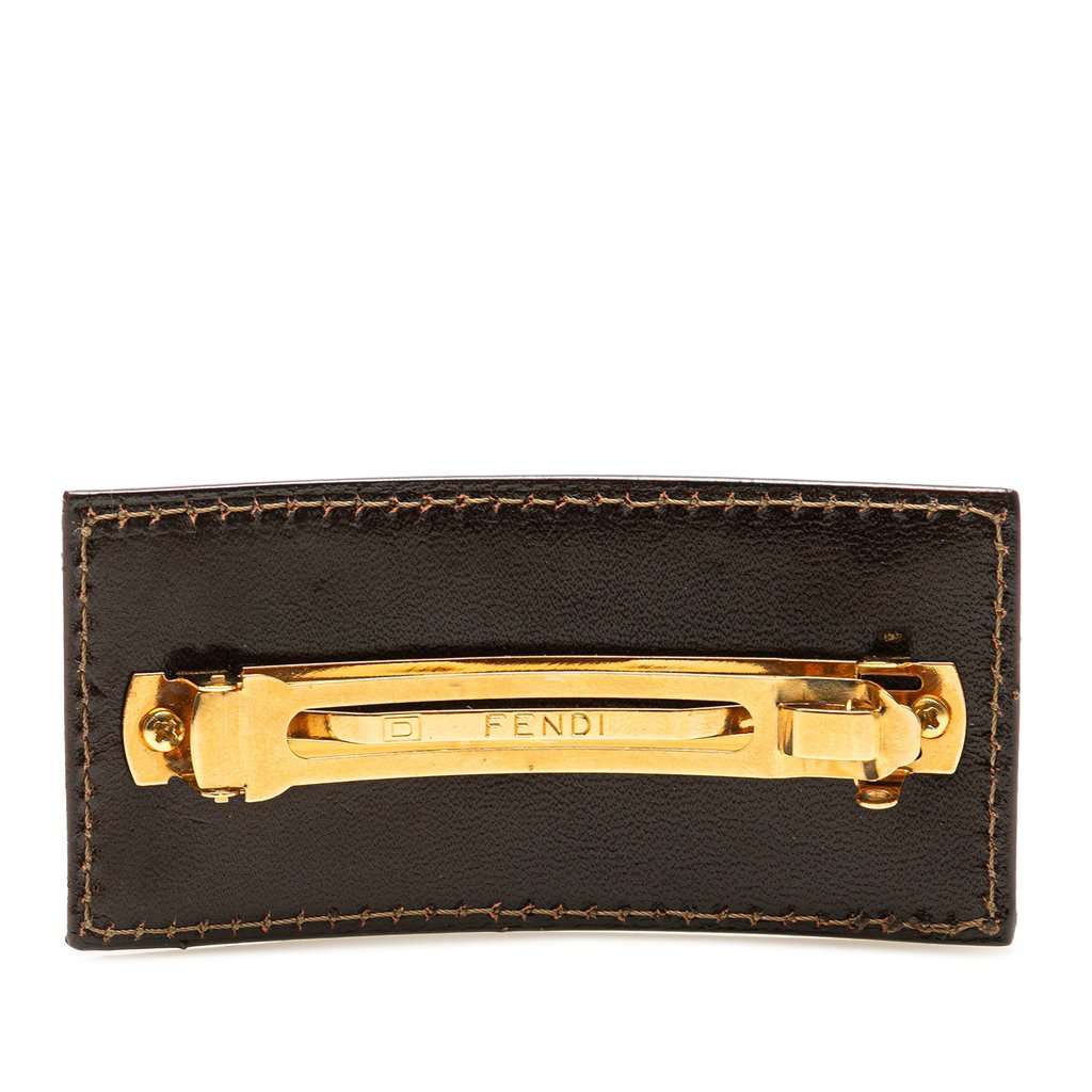 Fendi Zucca Canvas Barrette Hair Clip Brown Very good condition - Back View