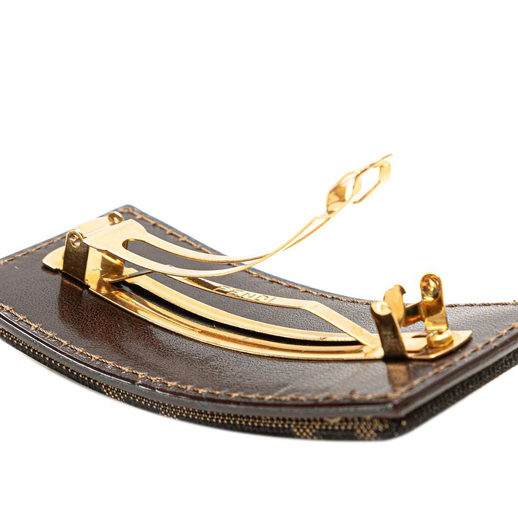 Fendi Zucca Canvas Barrette Hair Clip Brown Very good condition - Model View
