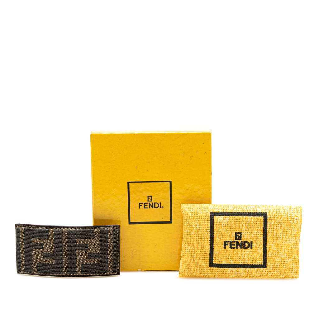 Fendi Zucca Canvas Barrette Hair Clip Brown Very good condition - Box View