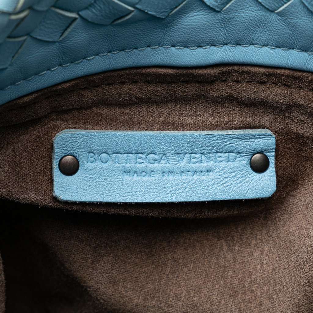 Bottega Veneta Nappa Intrecciato Bucket Bag Blue Leather Good - Model View