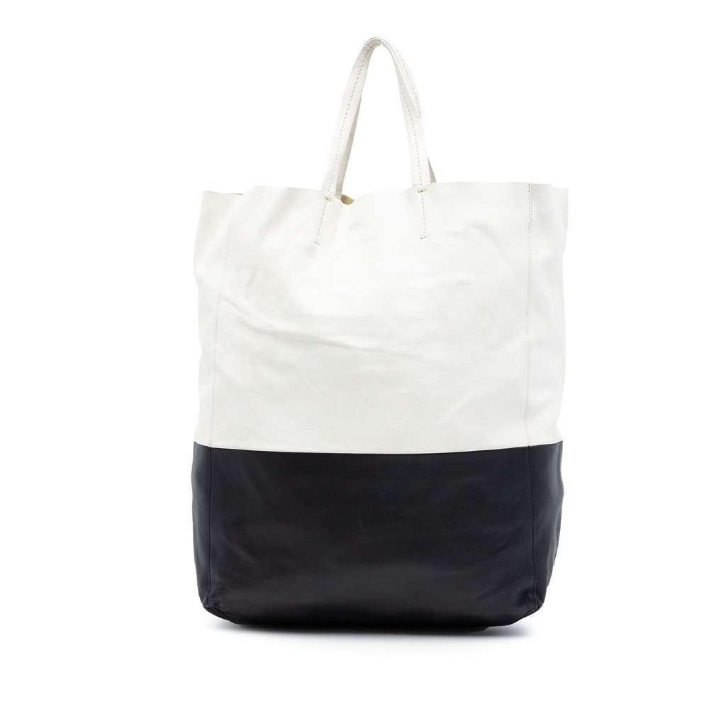 Celine Bicolor Leather Vertical Cabas Tote White Leather Very good condition - Front View
