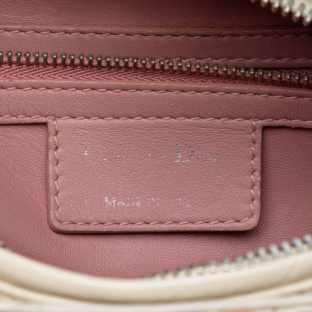 Dior Medium Woven Lambskin and Tweed Lady Dior White Leather Very good - Box View