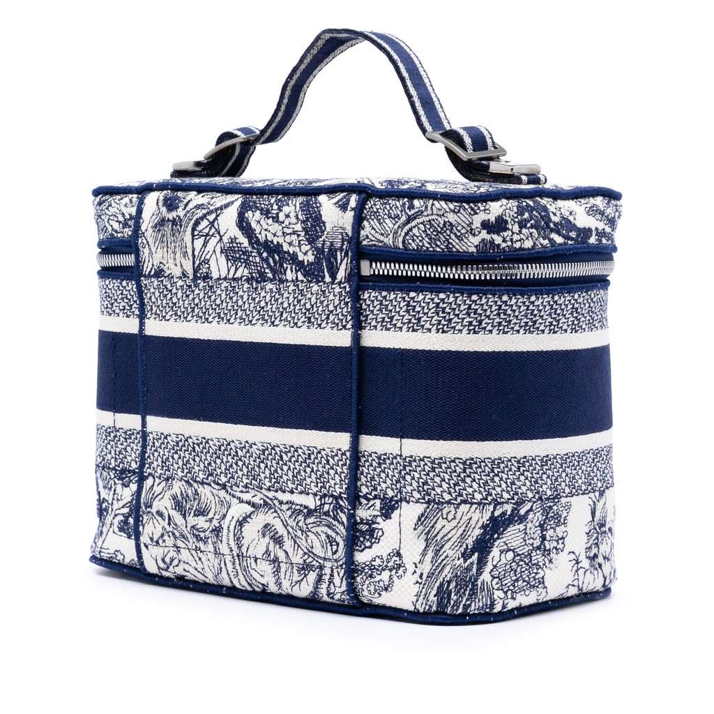 Dior Embroidered Canvas Toile De Jouy DiorTravel Vanity Case Blue Very good condition - Back View