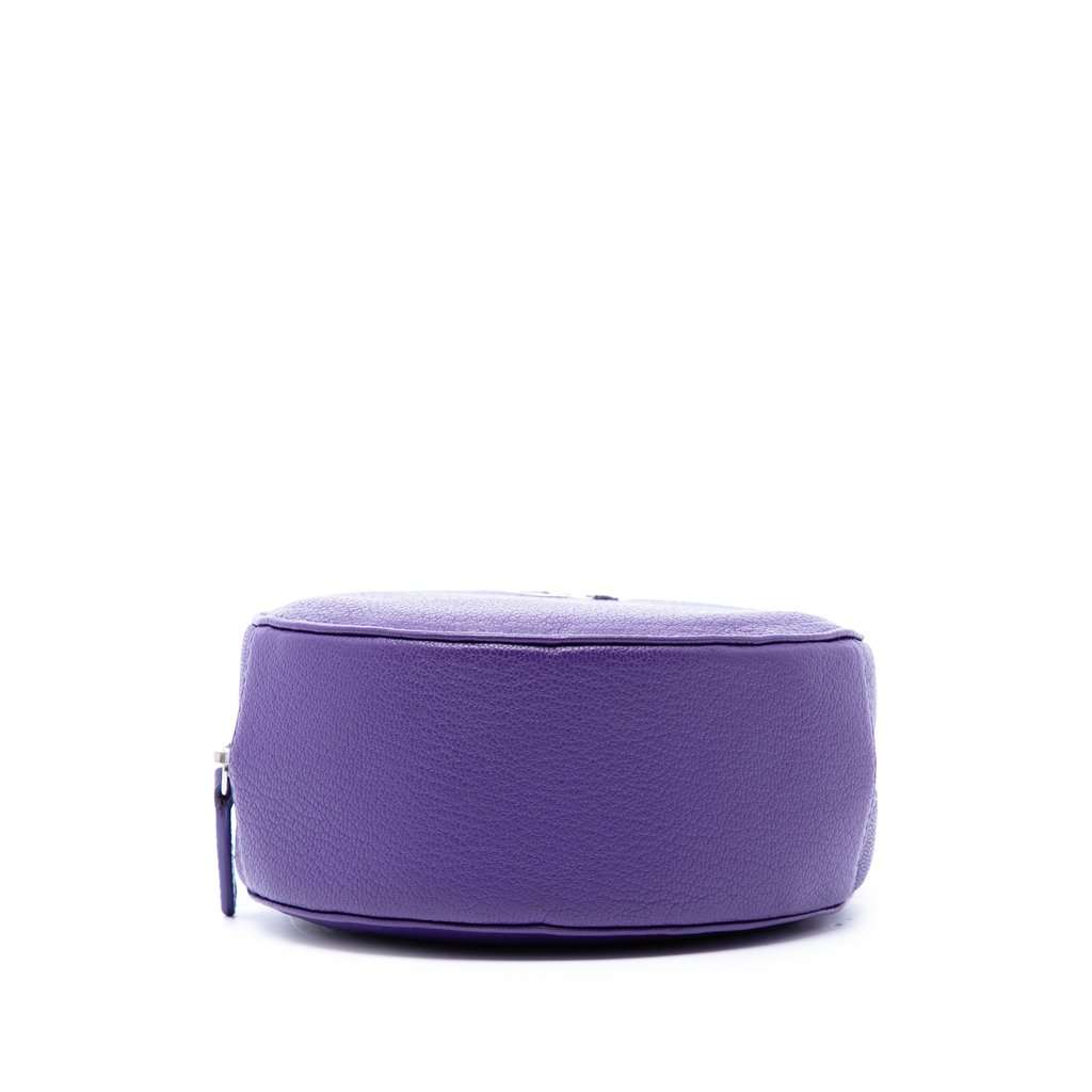 Chanel CC Goatskin Round Ski Clutch with Chain Purple Leather Very good - Inside View