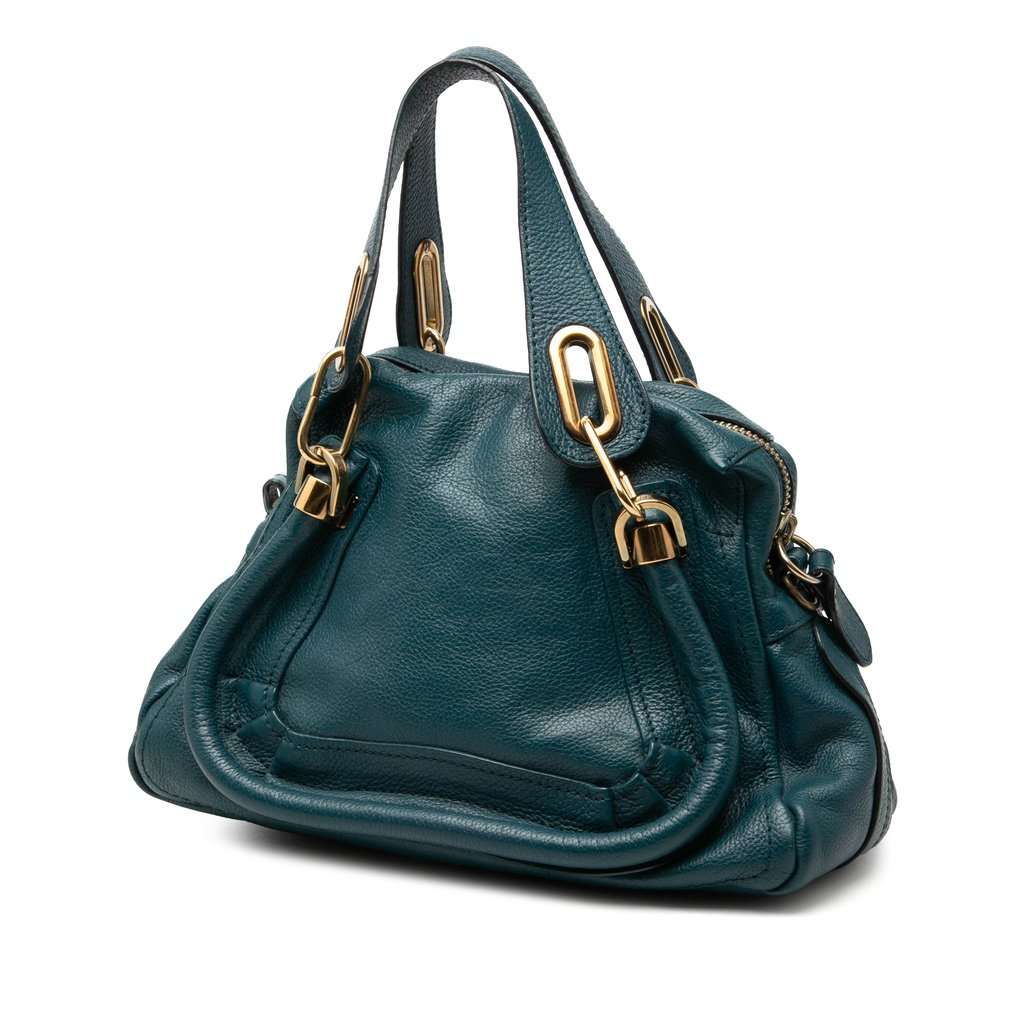 Chloé Small Pebbled Leather Paraty Satchel Blue Leather Very good - Back View