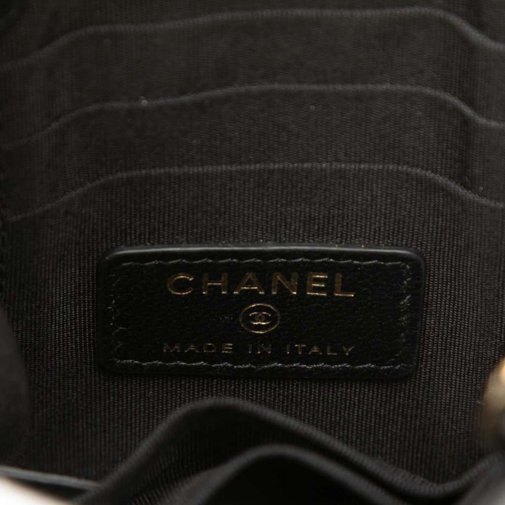 Chanel Tweed and PVC Phone Clutch with Chain Black Very good condition - Box View