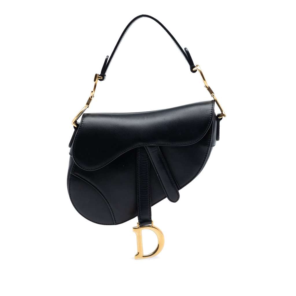 Dior Mini Smooth Calfskin Saddle Bag Black Leather Very good condition - Front View