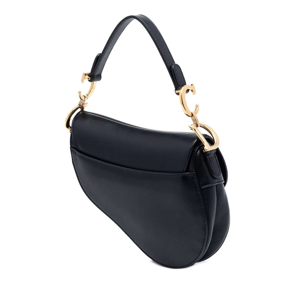Dior Mini Smooth Calfskin Saddle Bag Black Leather Very good condition - Back View