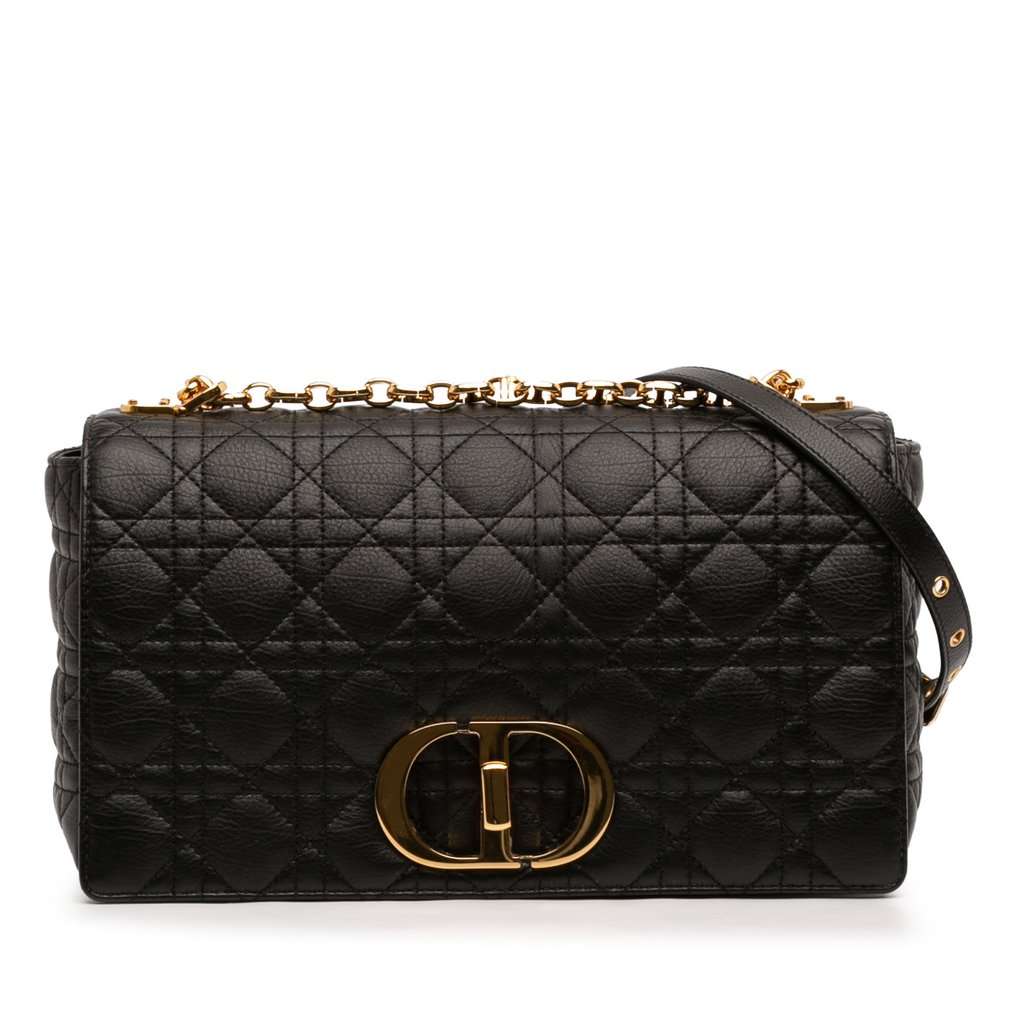 Dior Large Calfskin Cannage Caro Crossbody Black Leather Very good condition - Front View
