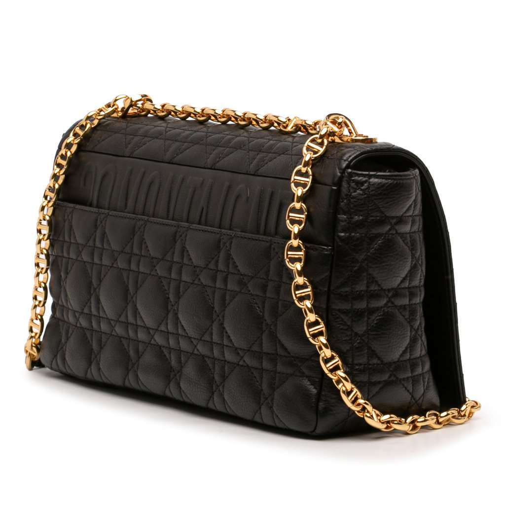 Dior Large Calfskin Cannage Caro Crossbody Black Leather Very good condition - Back View