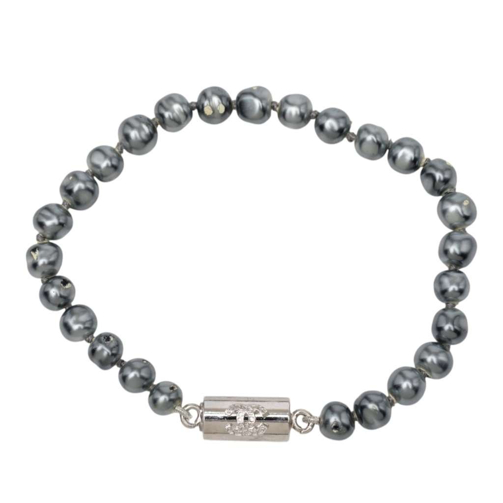 Chanel CC Faux Pearl Brass Bracelet MultiColor Very good - Back View