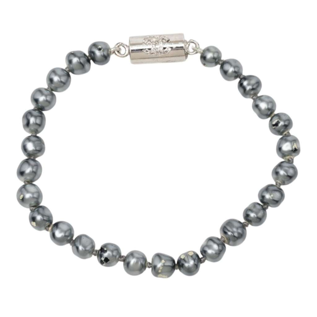 Chanel CC Faux Pearl Brass Bracelet MultiColor Very good - Model View