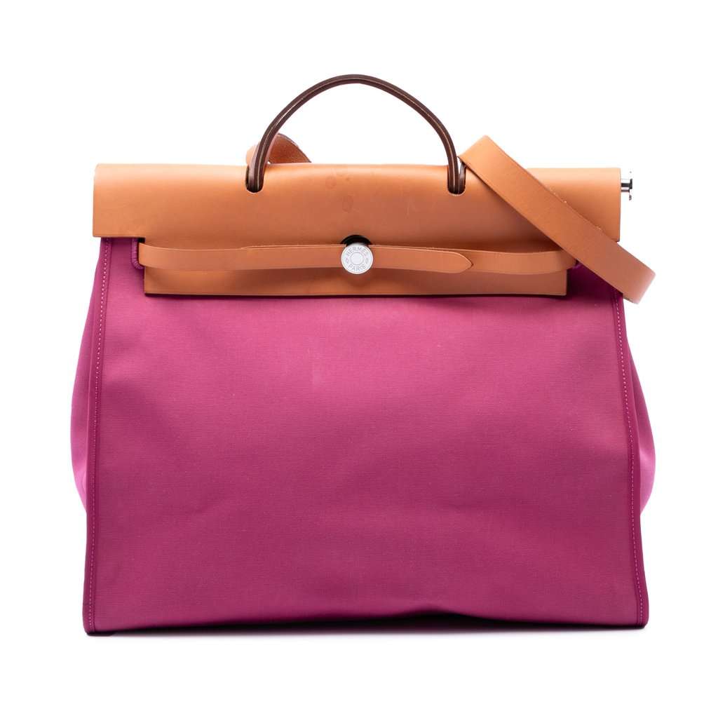 Hermès Toile Herbag Zip 39 Pink Very good condition - Front View