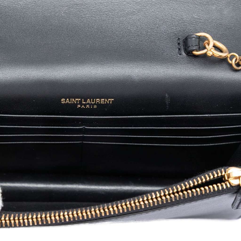 Saint Laurent Smooth Calfskin Monogram Kate Bicolor Tassel Wallet On Strap Black Leather Very good condition - Model View