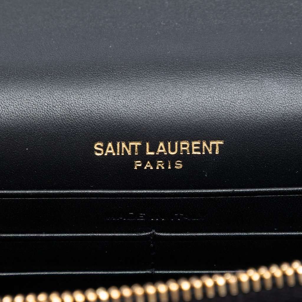 Saint Laurent Smooth Calfskin Monogram Kate Bicolor Tassel Wallet On Strap Black Leather Very good condition - Box View