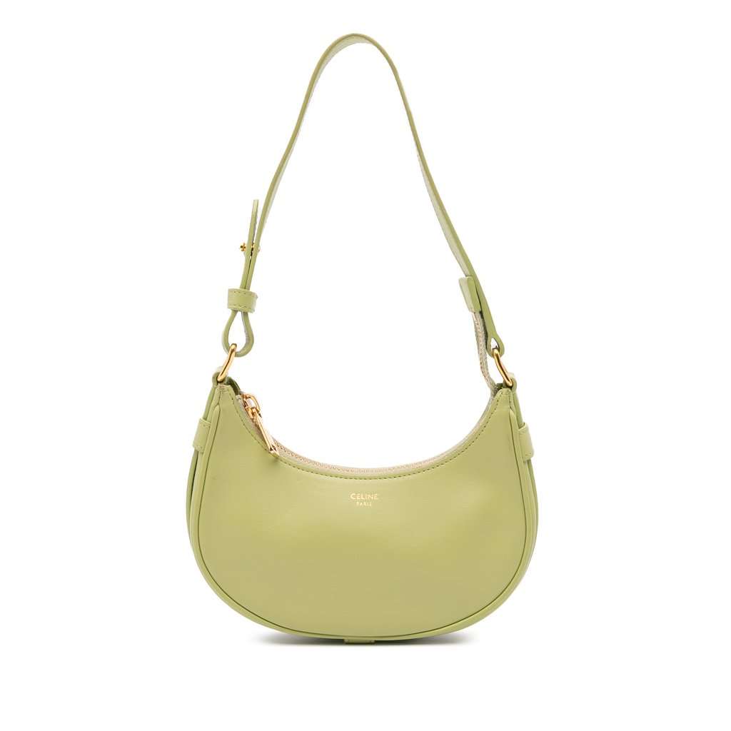 Celine Mini Smooth Calfskin Ava Shoulder Bag Green Leather Very good - Front View