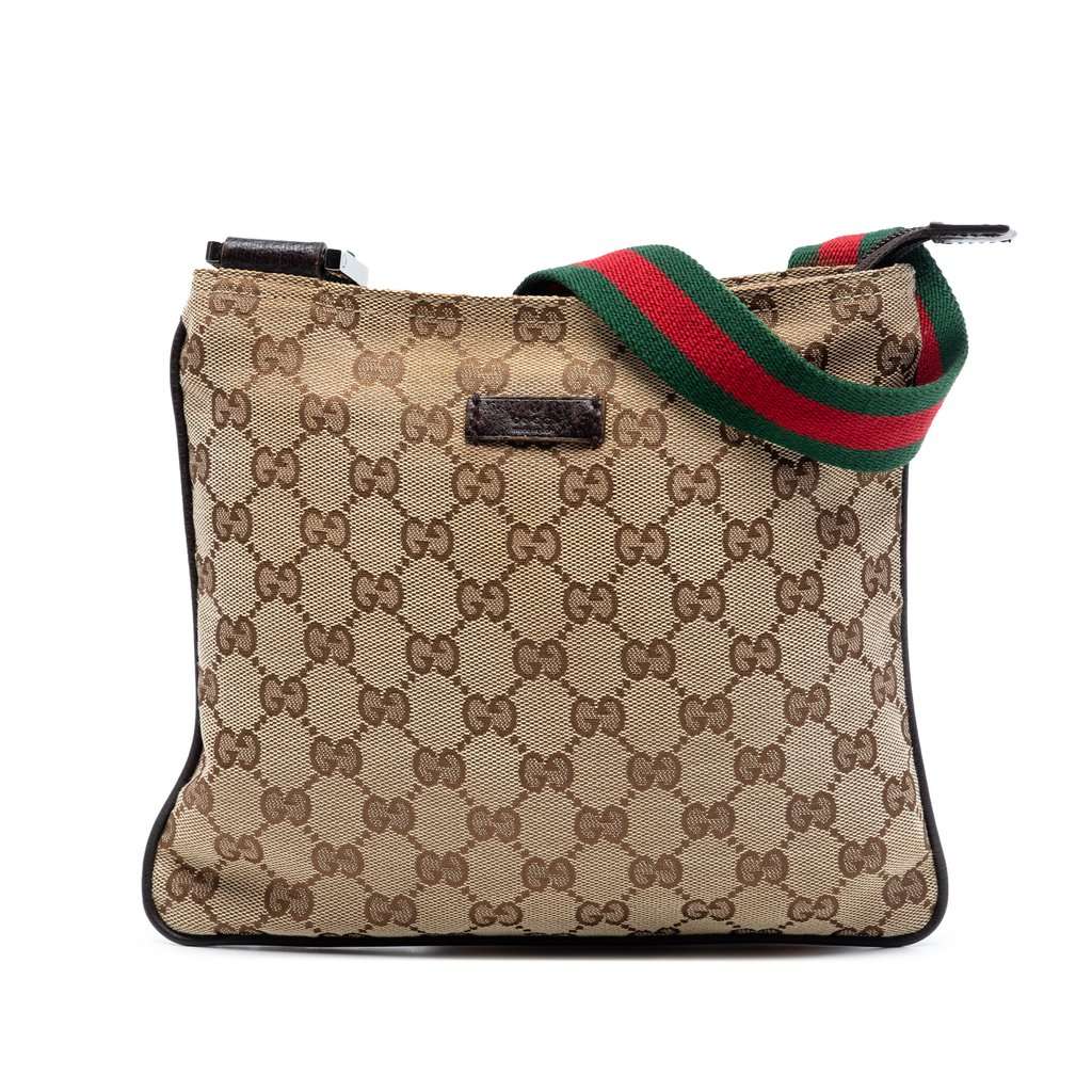 Gucci GG Canvas Web Crossbody Beige Very good - Front View