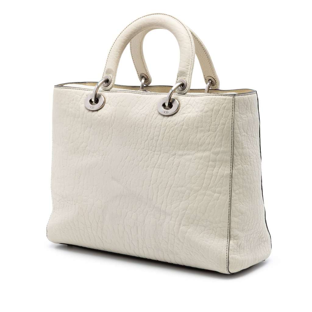 Dior Large Canyon Grained Lambskin Lady Dior White Leather Very good condition - Back View