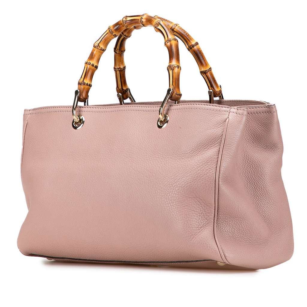Gucci Medium Calfskin Bamboo Shopper Satchel Pink Leather Very good - Back View