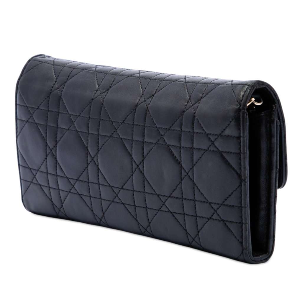 Dior Lambskin Cannage Miss Dior Promenade Wallet on Chain Black Leather Very good condition - Back View