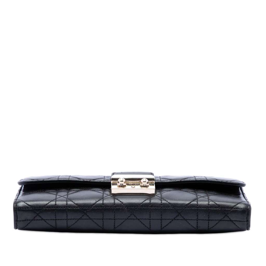 Dior Lambskin Cannage Miss Dior Promenade Wallet on Chain Black Leather Very good condition - Inside View